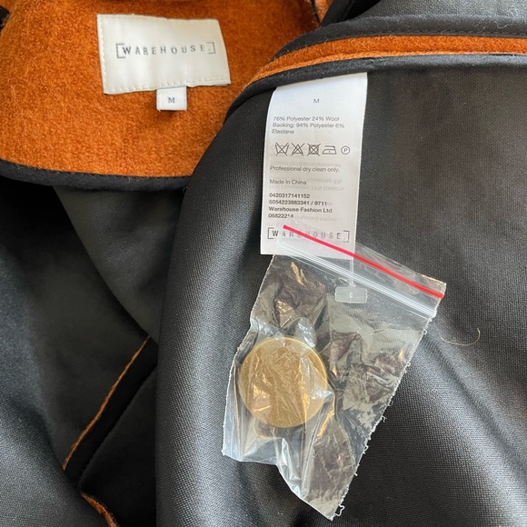 NWOT Warehouse Modern Bonded Rust Coat - Picture 10 of 11